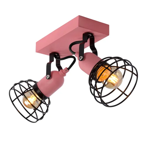 Спот с 2 лампами Paulien 08927/02/66 Lucide чёрный розовый E27 в стиле современный лофт  фото 3